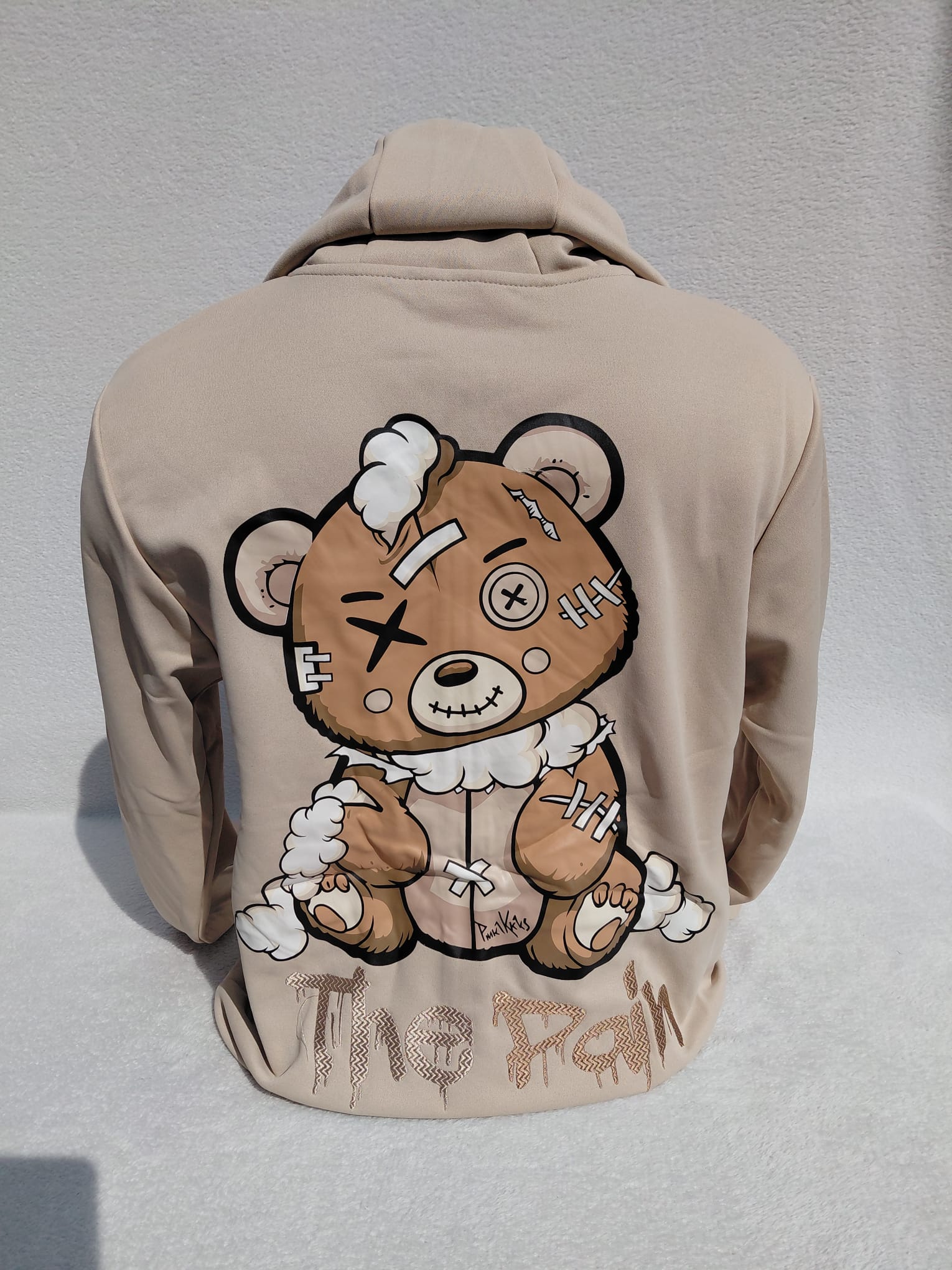 Stoere Teddy Hoodie  met rits  Beige