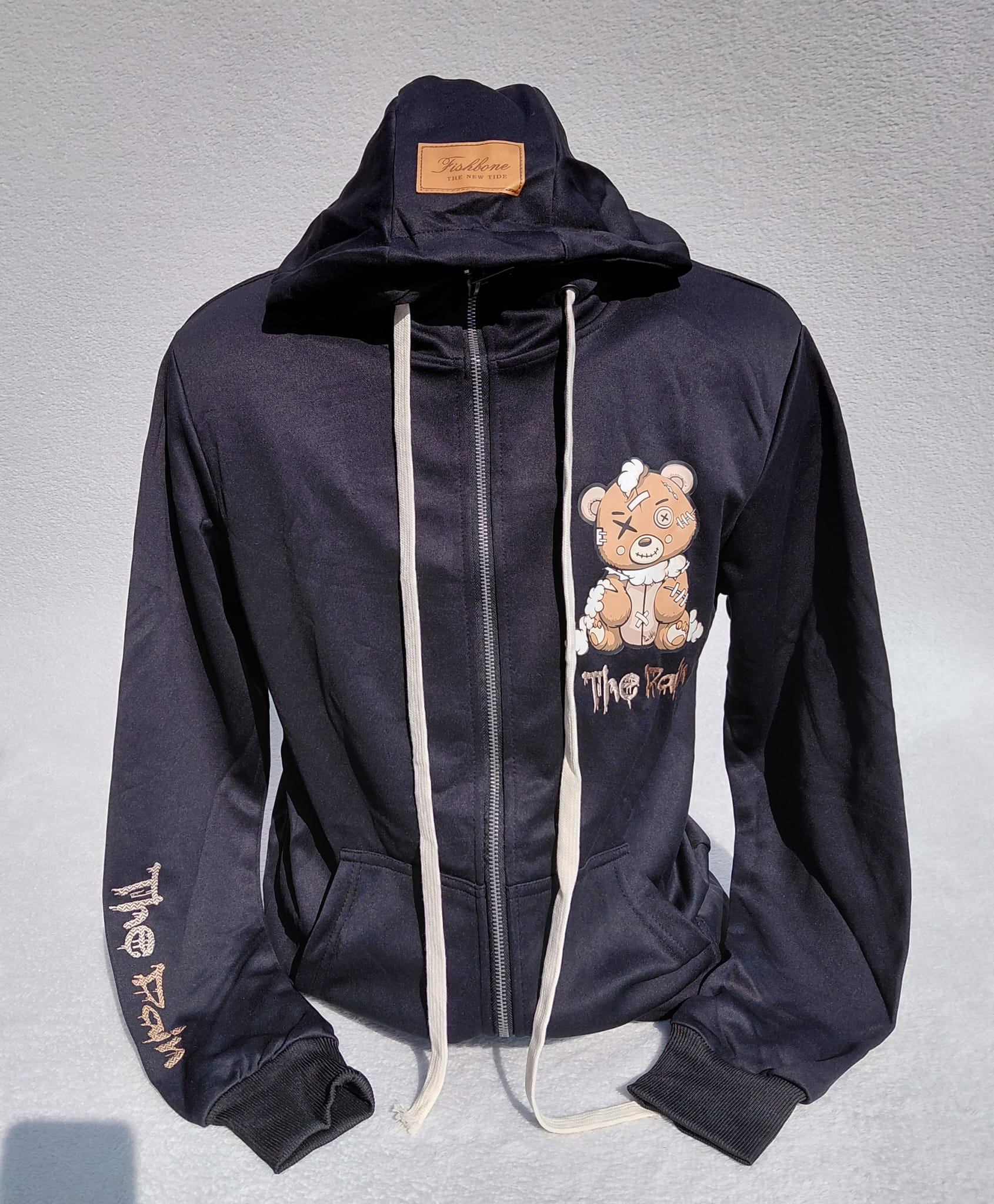 Stoere Teddy Hoodie met rits Zwart
