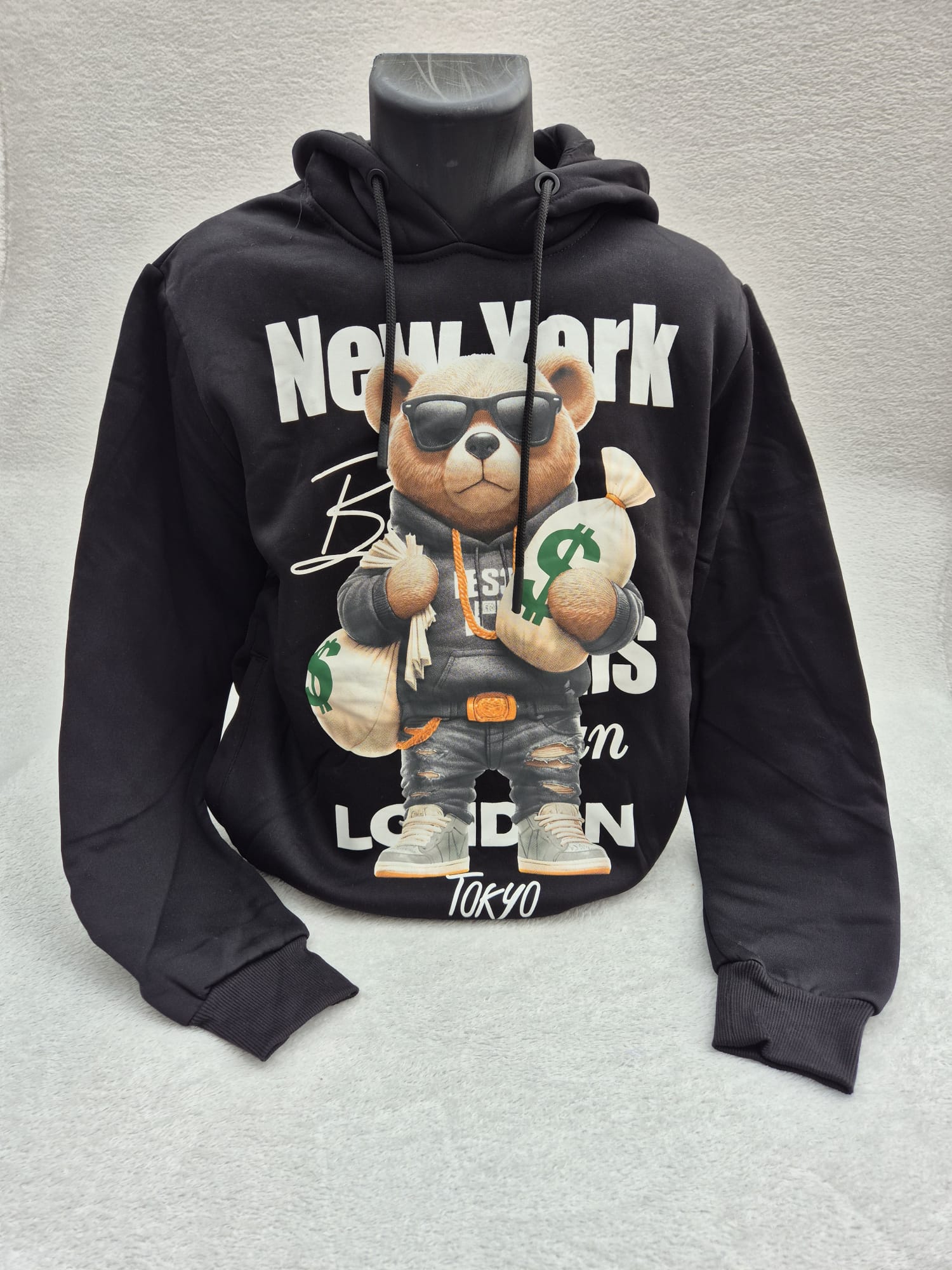π½ Nieuw: New York Hoodies met stoere beer-print! Zwart
